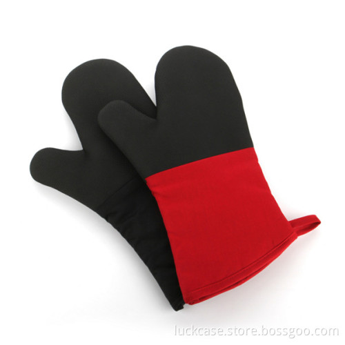 New arrvial resistant silicon double layer BBQ tool kitchen silicone Grill oven glove with cotton